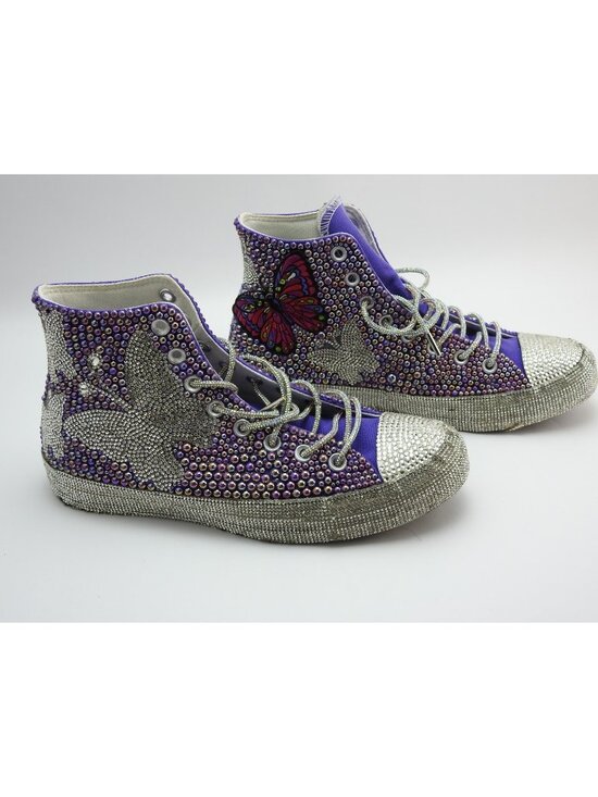 Converse Shoes - Converse All Star Custom Rhinestone Butterfly High Top Sneakers Purple Women's 9